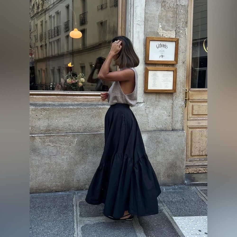 Commense Asymmetrical Pleated Maxi Skirt - Picture 3 of 13